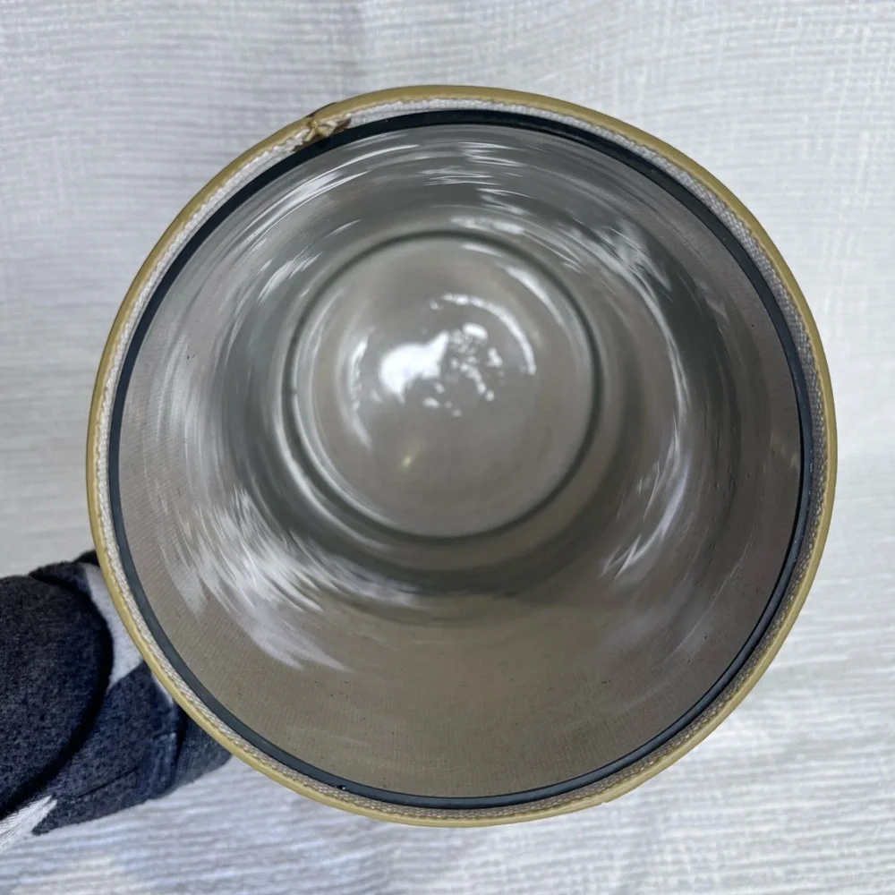 Anthropologie Cream Leather-Stitched Cylinder Vase